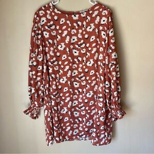 JODIFL Women’s Rust and White Leopard Animal Print Dress